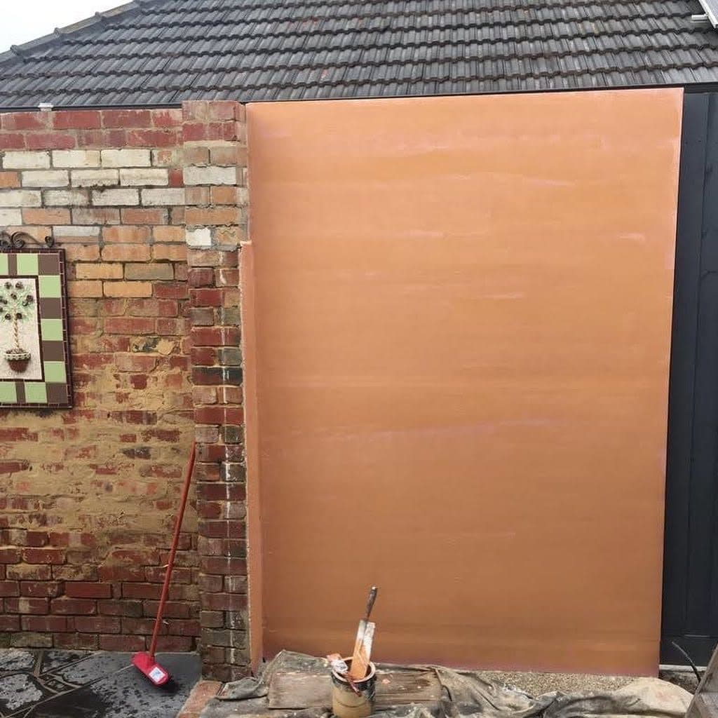 Imitation Brick Feature Wall before